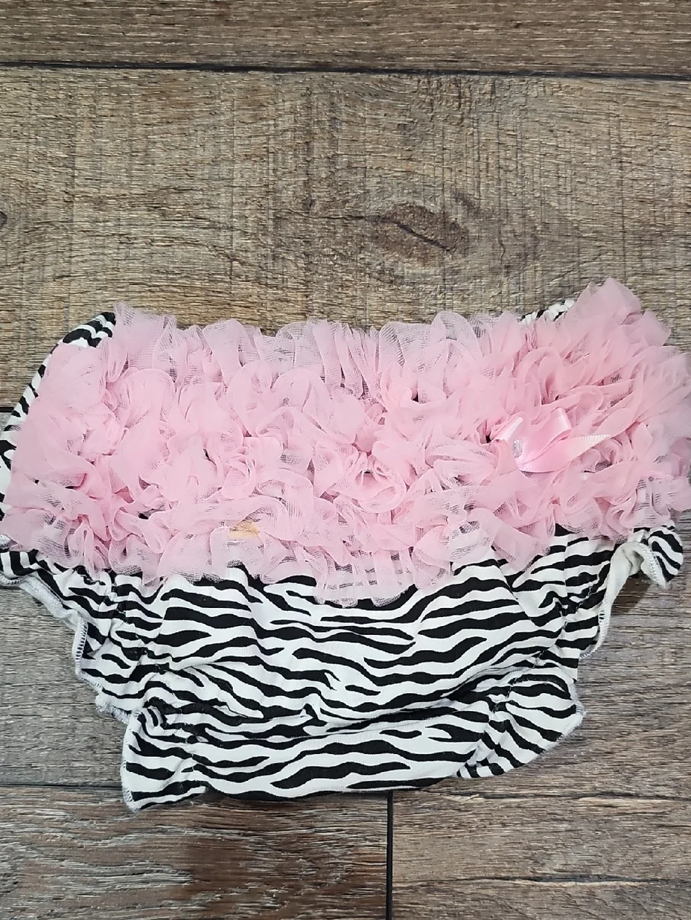 Baby Girls Pink Ruffle Zebra Bloomers - Diaper Butt Cover